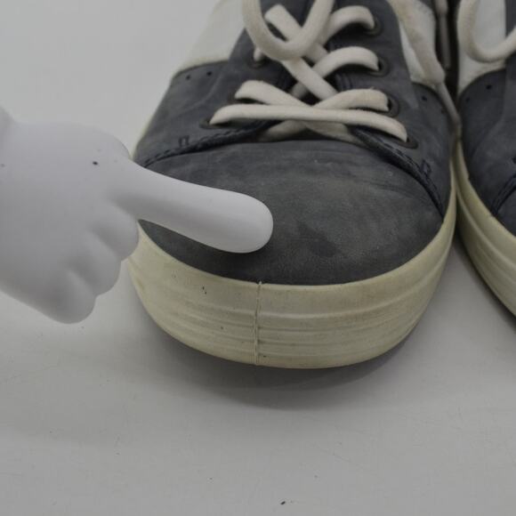 ECCO Soft Gray-Blue White Sneakers Lace Up Mens Leather SZ 7 - Picture 4 of 10